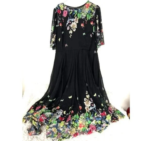 bebe black dress long sleeve Bebe Women's Mesh Inset Long Sleeve Midi Dress